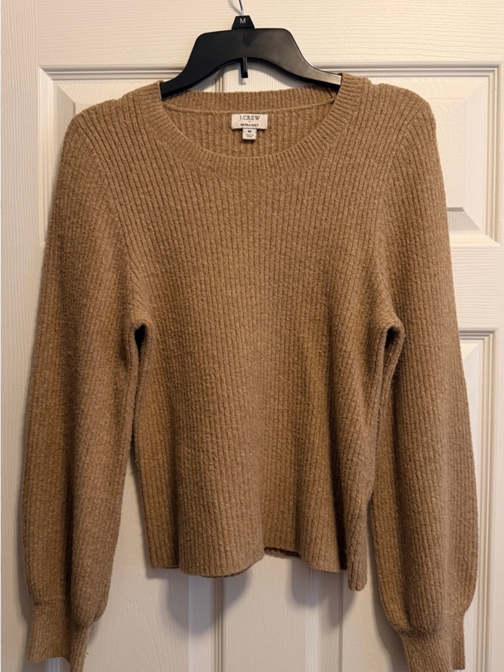 J. Crew Women's Ribbed Crewneck Sweater in Camel Brown